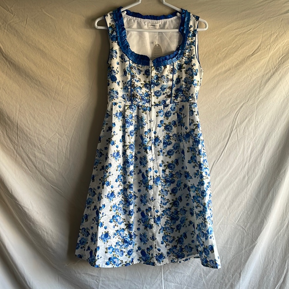 Floral Clearlove dress in blue, white and green